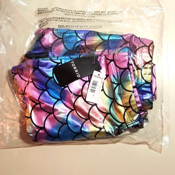 ❤️NWT VINTAGE TORRID SWIM BOTTOM BRIEF - MERMAID PRINT HIGH WAIST - STRAPPY BACK - Picture 3 of 12